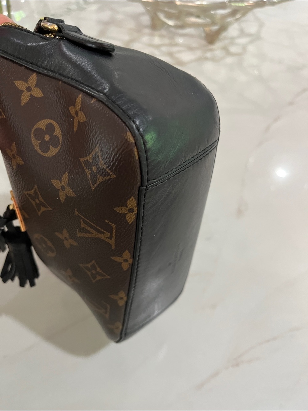 Louis Vuitton Monogram Santoinge Canvas Crossbody Bag in Brown with Black Trim - Picture 8 of 10